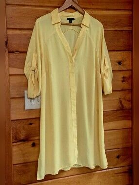 💛 Alfani Yellow Button-Front Tunic